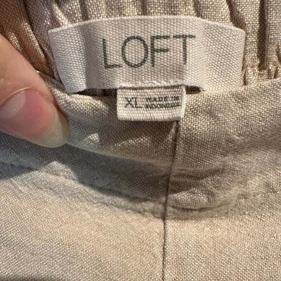 Loft Linen Blend Light Khaki Pull On Shorts Micro Mini Short Size XL Pockets - Picture 3 of 8
